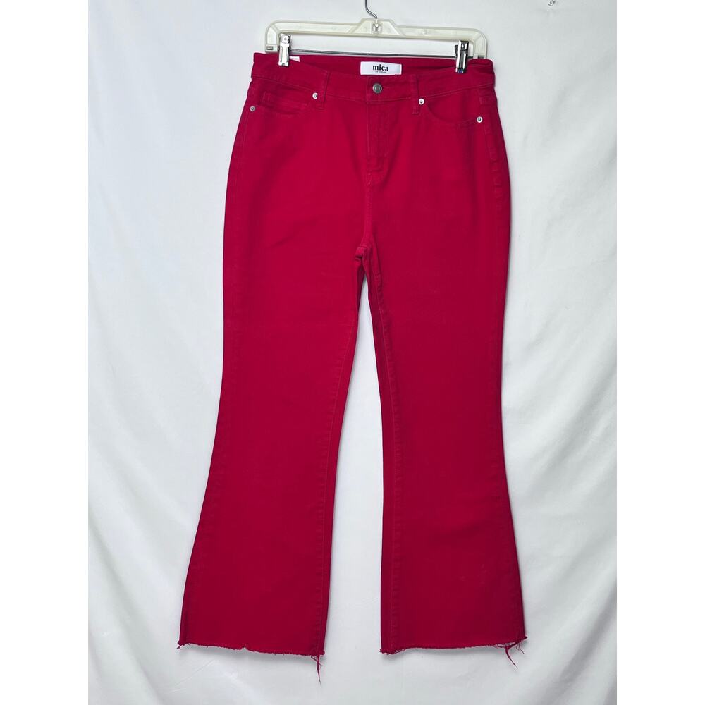 Red Flare Jeans - High Waist Wide Leg
